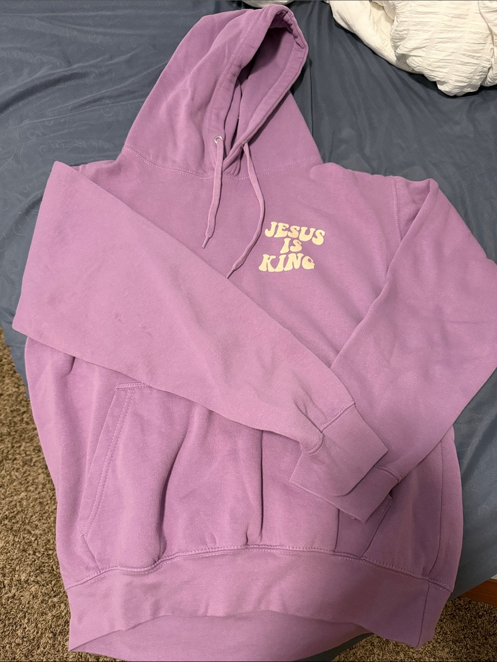 Lavender "Jesus Is King" Graphic Hoodie